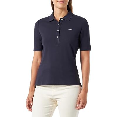 GANT Slim Shield SS Pique pikétröja för kvinnor, Evening Blue, standard, Kvällsblå, M GANT Slim Shield SS Pique pikétröja för kvinnor, Evening Blue, standard, Kvällsblå, M