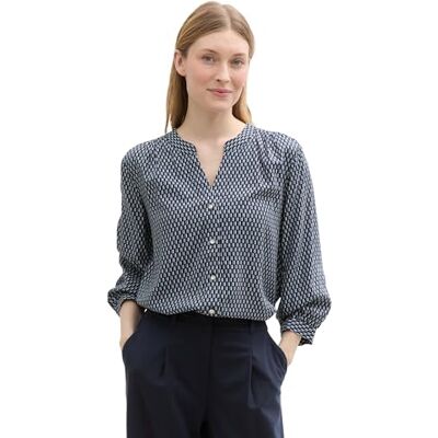 TOM TAILOR damblus, 37186 – tryckt blå vit minimal, 38 TOM TAILOR damblus, 37186 – tryckt blå vit minimal, 38