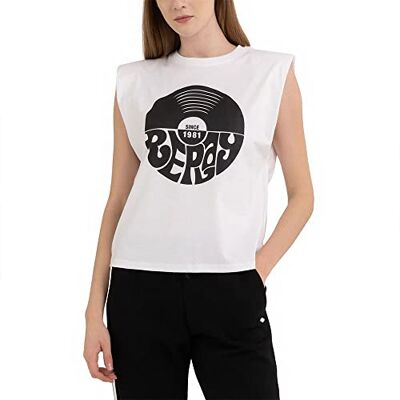 Replay Dam W3568H T-shirt, 001 vit, L, 001 vit, L Replay Dam W3568H T-shirt, 001 vit, L, 001 vit, L