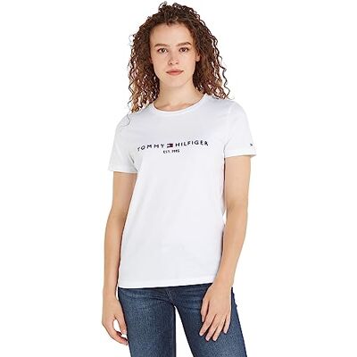 Tommy Hilfiger dam S/S stickade toppar Heritage Hilfiger C-nk Reg Tee, vit, 3XL Tommy Hilfiger dam S/S stickade toppar Heritage Hilfiger C-nk Reg Tee, vit, 3XL