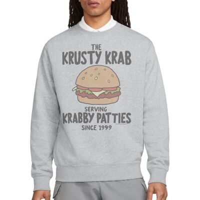 SPONGEBOB SQUAREPANTS Svampbob Krabby Patties Unisex Crew Sweatshirt, Athletic Heather, XX-Large, Atletisk Heather, XXL SPONGEBOB SQUAREPANTS Svampbob Krabby Patties Unisex Crew Sweatshirt, Athletic Heather, XX-Large, Atletisk Heather, XXL