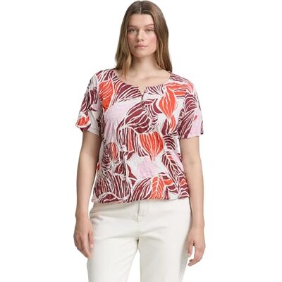 TOM TAILOR Plussize dam-t-shirt, 38010 – Red Cut Leaves Design, 46 plus size TOM TAILOR Plussize dam-t-shirt, 38010 – Red Cut Leaves Design, 46 plus size
