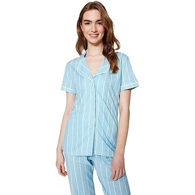 Trendyol dam damer randig kortärmad lounge/hem avslappnad pyjamasset pyjamasuppsättning Trendyol dam damer randig kortärmad lounge/hem avslappnad pyjamasset pyjamasuppsättning