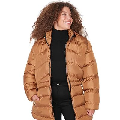 Trendyol Dam vanlig buffert vanlig väv storlekar i vinterjacka kappa, kamel, 42, Camel, 42 Trendyol Dam vanlig buffert vanlig väv storlekar i vinterjacka kappa, kamel, 42, Camel, 42