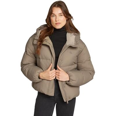 Calvin Jeans dam logotyp kort huva puff J20J224112, pufferjacka, grå, XL, Grå (Brindle), XL Calvin Jeans dam logotyp kort huva puff J20J224112, pufferjacka, grå, XL, Grå (Brindle), XL