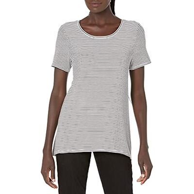 Amazon Essentials dam avslappnad passform kortärmad scoopneck swing t-shirt (finns i plusstorlek), svart vit tunn rand, X-Large Amazon Essentials dam avslappnad passform kortärmad scoopneck swing t-shirt (finns i plusstorlek), svart vit tunn rand, X-Large