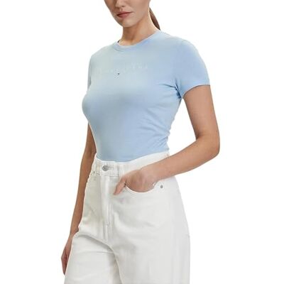 Tommy Jeans Dam Tjw Slim Linear Tee Ext Dw0Dw18398 S/S t-shirt, vit (Ecru), 3XL_Plus Tommy Jeans Dam Tjw Slim Linear Tee Ext Dw0Dw18398 S/S t-shirt, vit (Ecru), 3XL_Plus