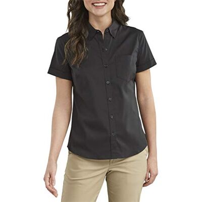 Dickies Dam stretch poplin button-up kortärmad skjorta arbetsskjorta, svart, M Dickies Dam stretch poplin button-up kortärmad skjorta arbetsskjorta, svart, M