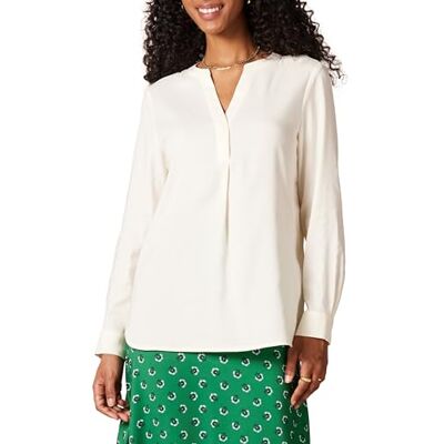 Amazon Essentials Georgette långärmad Popover-blus med avslappnad passform, elfenben, X-Large Amazon Essentials Georgette långärmad Popover-blus med avslappnad passform, elfenben, X-Large