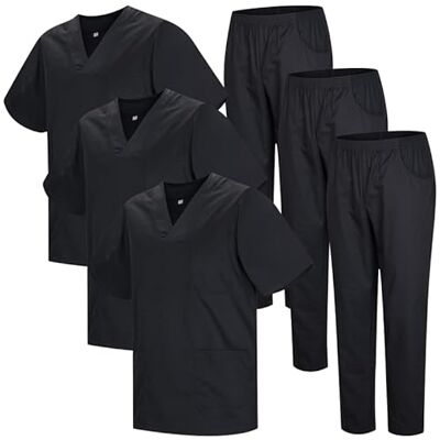 MISEMIYA Pack 3 Pcs-sanitära uniformer MZ-3-817-8312 Unisex Vuxen, Svart 22, XS MISEMIYA Pack 3 Pcs-sanitära uniformer MZ-3-817-8312 Unisex Vuxen, Svart 22, XS