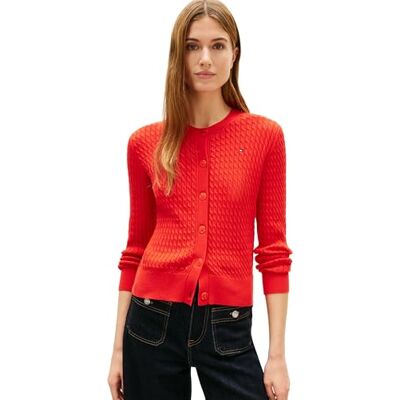 Tommy Hilfiger dam Co kabel C-Nk cardigan Ww0Ww43329, orange, M Tommy Hilfiger dam Co kabel C-Nk cardigan Ww0Ww43329, orange, M