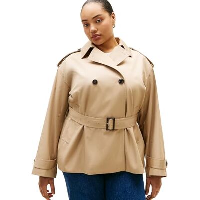 Tommy Hilfiger kvinnors Crv bomull kort trench WW0WW50886, BEIGE, 54 Tommy Hilfiger kvinnors Crv bomull kort trench WW0WW50886, BEIGE, 54