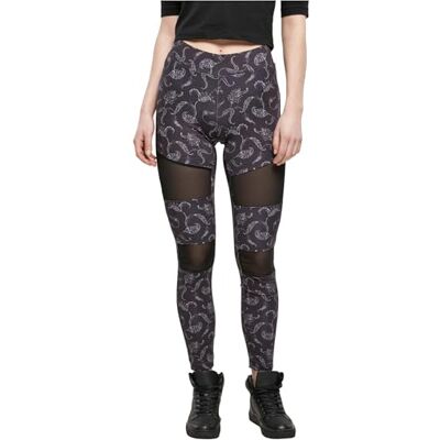 Urban Classics Damleggings, dam, tech mesh, AOP-leggings, tajta, yogabyxor för kvinnor med AOP-tryck, finns i 6 färgvarianter, storlekar XS – 5XL, blackpaisley, 5XL Urban Classics Damleggings, dam, tech mesh, AOP-leggings, tajta, yogabyxor för kvinnor med AOP-tryck, finns i 6 färgvarianter, storlekar XS – 5XL, blackpaisley, 5XL