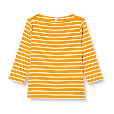 Tommy Hilfiger kvinnor CRV ny Cody Slim Boat-Nk 3/4Slv L/S stickade toppar, gul, 46, Breton Stp/Rik ocka/Ecru, 72 SE Tommy Hilfiger kvinnor CRV ny Cody Slim Boat-Nk 3/4Slv L/S stickade toppar, gul, 46, Breton Stp/Rik ocka/Ecru, 72 SE