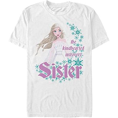 Disney Unisex Frozen 2 barnhearted syster organic kortärmad T-shirt, Vit, L Disney Unisex Frozen 2 barnhearted syster organic kortärmad T-shirt, Vit, L