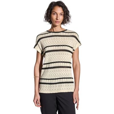 Street One Ajour skjorta med ränder, Pärla beige, 42 Street One Ajour skjorta med ränder, Pärla beige, 42