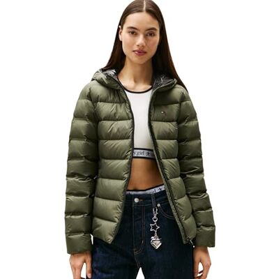 Tommy Jeans Dam TJW SLIM HOOD PRNT DOWN JCKT EXT DW0DW21617, grön, XL, Grön (tenngrön), XL Tommy Jeans Dam TJW SLIM HOOD PRNT DOWN JCKT EXT DW0DW21617, grön, XL, Grön (tenngrön), XL