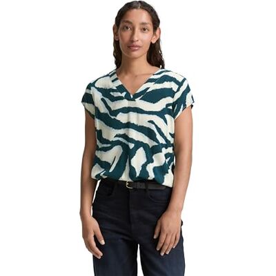 TOM TAILOR damblus, 38068 – Abstrakt Teal Zebra tryck, 36 TOM TAILOR damblus, 38068 – Abstrakt Teal Zebra tryck, 36