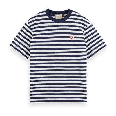 Scotch & Soda Core – The Free Spirit Peace Bird Striped T-shirt, Navy/vit 401, XS Scotch & Soda Core – The Free Spirit Peace Bird Striped T-shirt, Navy/vit 401, XS