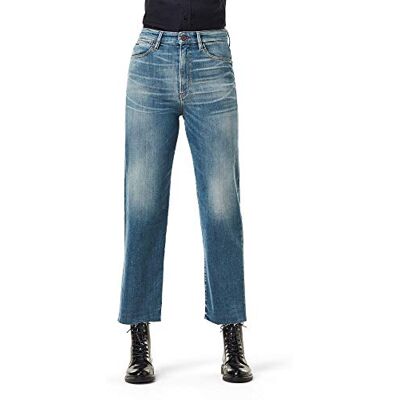 G-STAR RAW Dam Tedie Ultra High Waist Ribbad Ankle raka jeans, Blekt granblå C300-c084, 32W x 34L G-STAR RAW Dam Tedie Ultra High Waist Ribbad Ankle raka jeans, Blekt granblå C300-c084, 32W x 34L