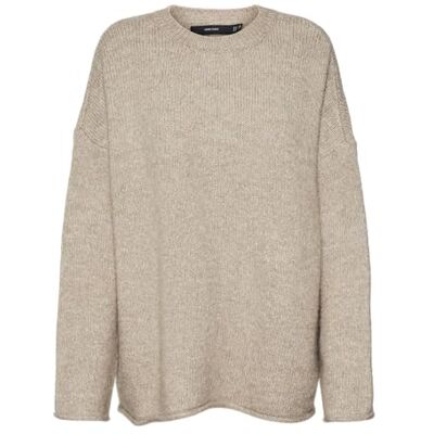 VERO MODA dam Vmnoelle Ls O-hals tröja Ga Boo stickad tröja, Silver mink/detalj: melerad, XS VERO MODA dam Vmnoelle Ls O-hals tröja Ga Boo stickad tröja, Silver mink/detalj: melerad, XS