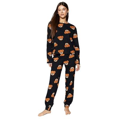 Trendyol Dam vanlig stickad t-shirt byxor pyjamasset, antracit, M, Antracit, M Trendyol Dam vanlig stickad t-shirt byxor pyjamasset, antracit, M, Antracit, M