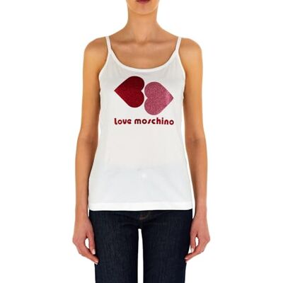 Love Moschino ärmlös topp för kvinnor, Optisk vit, 42 Love Moschino ärmlös topp för kvinnor, Optisk vit, 42
