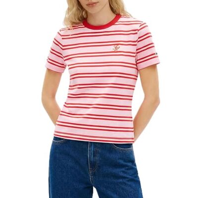 Tommy Hilfiger Dam Th Script Reg C-Nk Ss Tee Ww0Ww47809, Rosa, XS Tommy Hilfiger Dam Th Script Reg C-Nk Ss Tee Ww0Ww47809, Rosa, XS