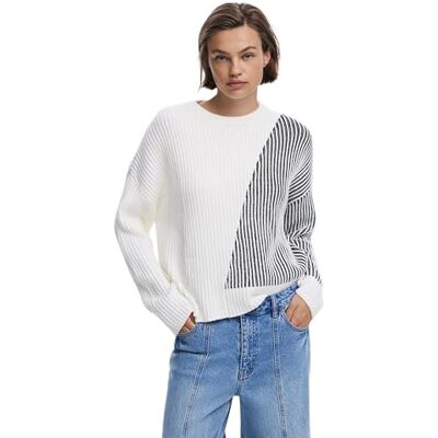 Desigual JERS_Namn Pullover Sweater, Vit, XS Dam, Vit, XS Desigual JERS_Namn Pullover Sweater, Vit, XS Dam, Vit, XS