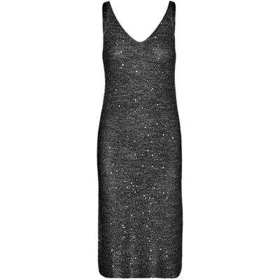 VERO MODA VMLEILANI New Strap V-hals BLK klänning, Svart/detalj: w. Silversequins, S VERO MODA VMLEILANI New Strap V-hals BLK klänning, Svart/detalj: w. Silversequins, S