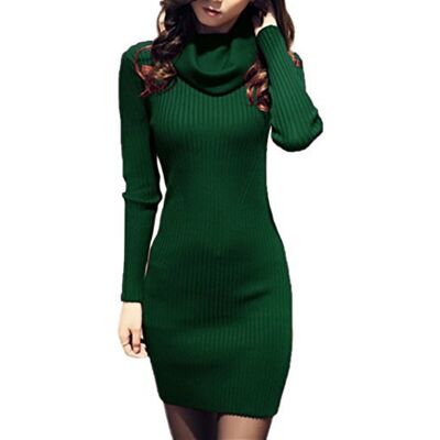 v28 Sweater Dress for Women Ribbed Knit Fitted midi Sexy Fall Winter Bodycon Cowl Neck Dresses (S,Dark Green) v28 Sweater Dress for Women Ribbed Knit Fitted midi Sexy Fall Winter Bodycon Cowl Neck Dresses (S,Dark Green)