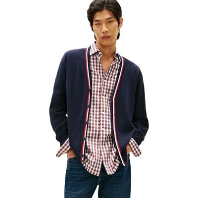 Tommy Hilfiger Män RWB Cardigan MW0MW41544 Cardigan tröja, blå, M, Blå (ökenhimmel), M Tommy Hilfiger Män RWB Cardigan MW0MW41544 Cardigan tröja, blå, M, Blå (ökenhimmel), M