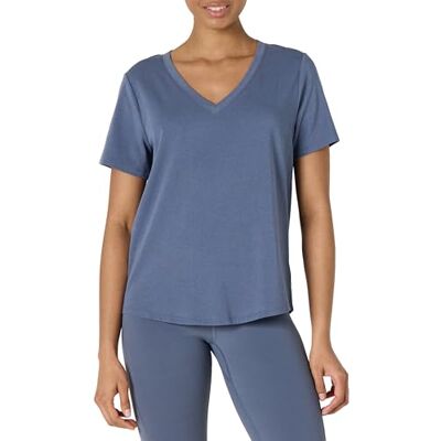 Amazon Essentials dam aktiv mjuk bomull avslappnad passform v-ringad kortärmad lätt yoga träning t-shirt, Skiffergrå, XXL Amazon Essentials dam aktiv mjuk bomull avslappnad passform v-ringad kortärmad lätt yoga träning t-shirt, Skiffergrå, XXL