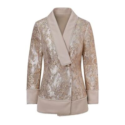 BALOU Jacquard Blazer för kvinnor, Guld, 36 SE BALOU Jacquard Blazer för kvinnor, Guld, 36 SE