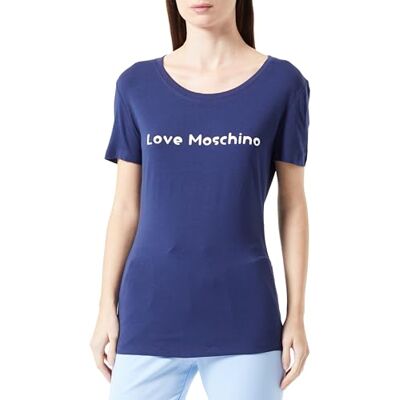 Love Moschino Kvinnors tight-fit kortärmad t-shirt, mörkblå, 42, Mörkblå, 42 SE Love Moschino Kvinnors tight-fit kortärmad t-shirt, mörkblå, 42, Mörkblå, 42 SE