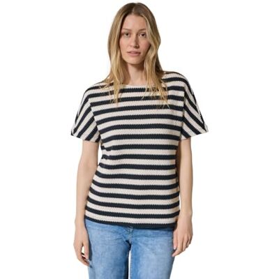Cecil T-shirt med randig struktur, Ljus alabaster vit, XL Cecil T-shirt med randig struktur, Ljus alabaster vit, XL
