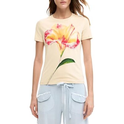 Desigual T-SHIRT MANICHE CORTE DONNA BEIGE Desigual T-SHIRT MANICHE CORTE DONNA BEIGE