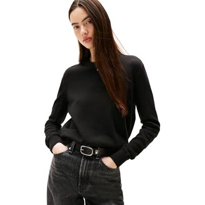 Tommy Jeans TJW Essential Crew tröja EXT DW0DW20159 pullover tröja, svart (svart), L, svart (svart), L Tommy Jeans TJW Essential Crew tröja EXT DW0DW20159 pullover tröja, svart (svart), L, svart (svart), L