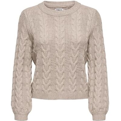 ONLY Onlrubina Ls kabel O-hals KNT Noos, mocha meringue, XXL ONLY Onlrubina Ls kabel O-hals KNT Noos, mocha meringue, XXL