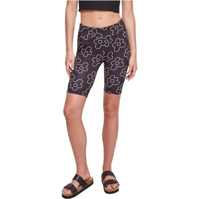 Urban Classics Ladies High Waist AOP Tech Cycle Shorts, cykelbyxor för kvinnor, finns i många olika färger, storlekar XS – 5XL, Svart blomma, XXL Urban Classics Ladies High Waist AOP Tech Cycle Shorts, cykelbyxor för kvinnor, finns i många olika färger, storlekar XS – 5XL, Svart blomma, XXL