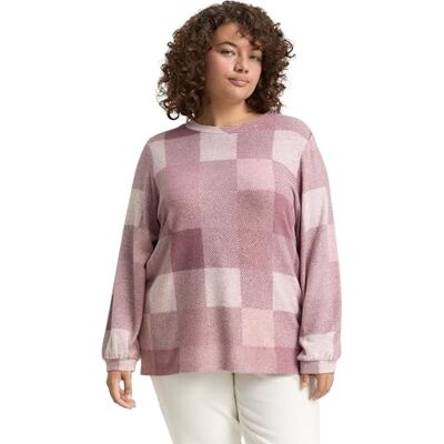 TOM TAILOR Plussize dam långärmad T-shirt, 38729 – Berry Cosy Check, 44 SE/L TOM TAILOR Plussize dam långärmad T-shirt, 38729 – Berry Cosy Check, 44 SE/L