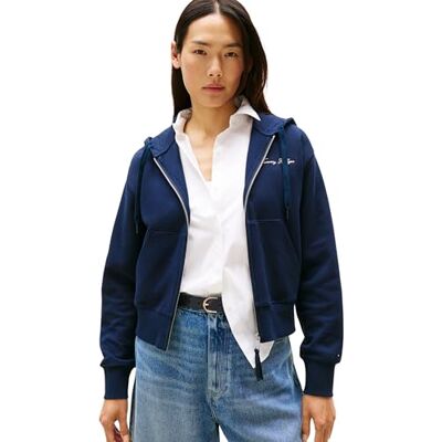 Tommy Hilfiger dam dragkedja genom huvtröja, Blå (mörk natt marinblå), M Tommy Hilfiger dam dragkedja genom huvtröja, Blå (mörk natt marinblå), M