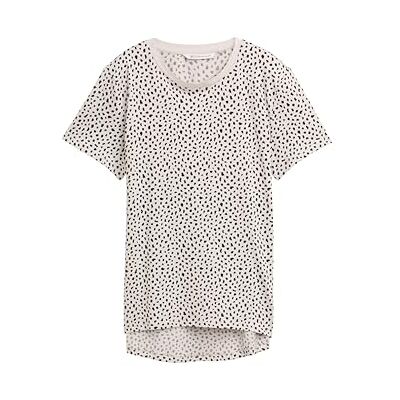 TOM TAILOR Denim 1048332 T-shirt, 38415-beige, svart, pricktryck, XS, 38415 Beige svart prickat tryck, XS TOM TAILOR Denim 1048332 T-shirt, 38415-beige, svart, pricktryck, XS, 38415 Beige svart prickat tryck, XS