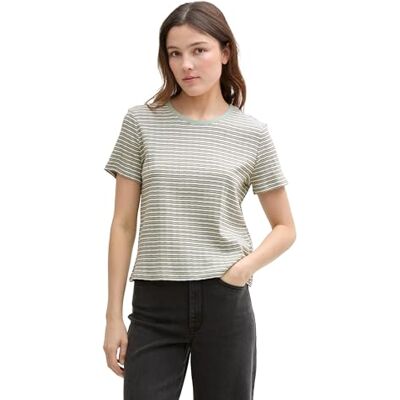 TOM TAILOR Denim T-shirt för kvinnor, 37814 – grön vit remsa, XXL TOM TAILOR Denim T-shirt för kvinnor, 37814 – grön vit remsa, XXL