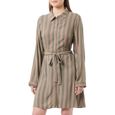 Vila dam Vilisa L/S kort skjorta dress/Ka blusklänning, Fossil/ränder: dusty oliv, 38 Vila dam Vilisa L/S kort skjorta dress/Ka blusklänning, Fossil/ränder: dusty oliv, 38