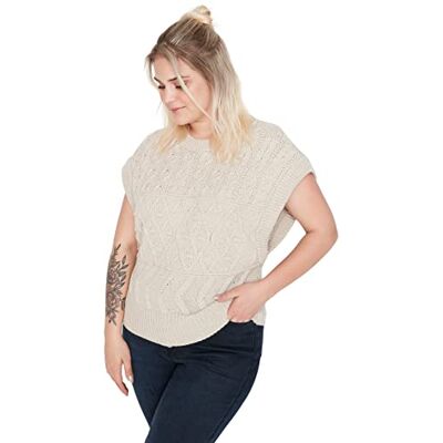 Trendyol Dam rund hals enkel avslappnad plusstorlek tröja, sten, 3XL, STEN, 3XL Trendyol Dam rund hals enkel avslappnad plusstorlek tröja, sten, 3XL, STEN, 3XL