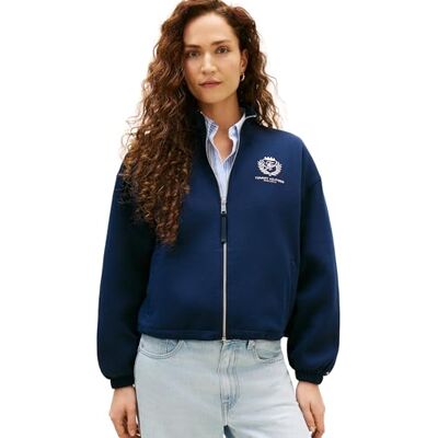 Tommy Hilfiger Varsity Crest Intlck Mdrn Zip-up Ww0ww48732 Tröja, Blå (Dark Night Navy), L Dam Tommy Hilfiger Varsity Crest Intlck Mdrn Zip-up Ww0ww48732 Tröja, Blå (Dark Night Navy), L Dam