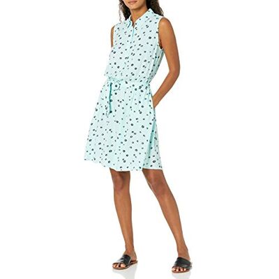 Amazon Essentials ärmlös vävd skjorta klänning för kvinnor, aqua blå vallmo, Large Amazon Essentials ärmlös vävd skjorta klänning för kvinnor, aqua blå vallmo, Large