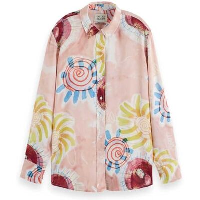 Scotch & Soda Tryckt avslappnad passform skjorta, Abstrakt sol rosa 644, 36 Scotch & Soda Tryckt avslappnad passform skjorta, Abstrakt sol rosa 644, 36
