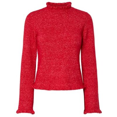 PIECES Pcjasmijn Ls High Neck Knit, Goji Berry, L PIECES Pcjasmijn Ls High Neck Knit, Goji Berry, L